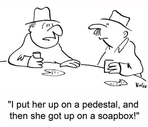 'I put her up on a pedestal, and then she got up on a soapbox!'