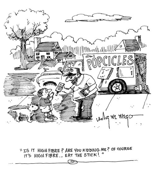 'Is it high fibre? Are you kidding me? Of course it's high fibre...Eat the stick!'