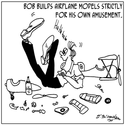 'Bob builds airplane models strictly for his own amusement.'