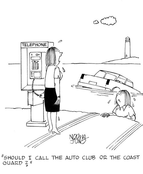 'Should I call the auto club of the coast guard?'