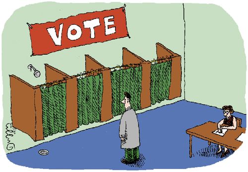 Shower in Voting Booth.