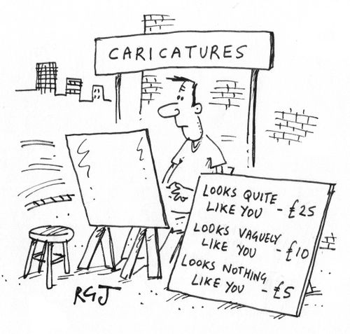 Caricatures priced by how much they look like you.
