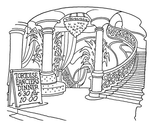 'Tortoise fanciers dinner 6:30pm for 10pm'