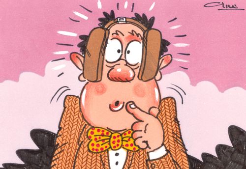 Man with blinkers on