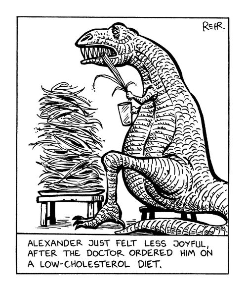 Depressed tyrannosaurus rex on a low cholesterol diet
