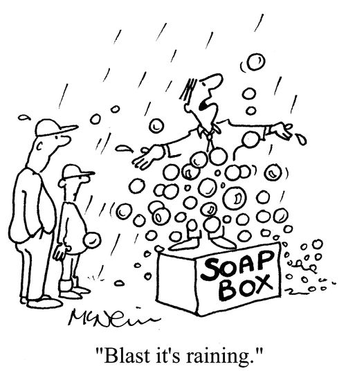 'Blast it's raining!'