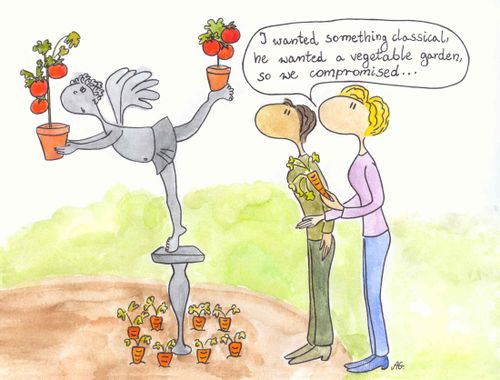 "I wanted something classical, he wanted a vegetable garden, so we compromised..."