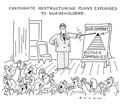 Explaining corporate restructuring to shareholders.