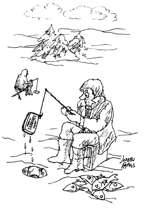 Man fishing for sardines.