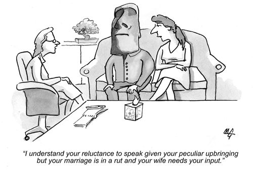 'I understand your reluctance to speak but your marriage is in a rut and your wife needs your input.'