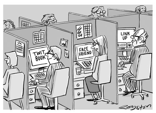 People at work on social networks fail to communicate socially with each other.