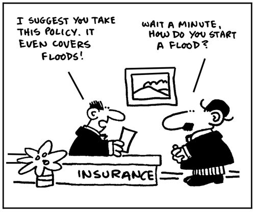 'I suggest you take this policy. It even covers floods.'