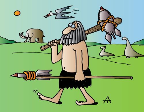 Ancient man with modern weapons.