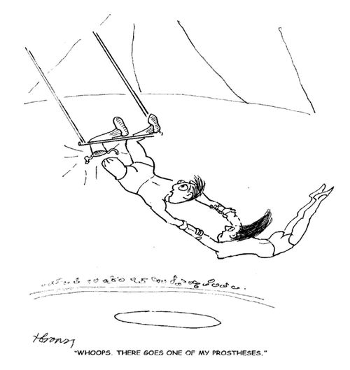 'Whoops. There goes one of my prostheses.'