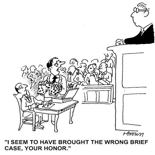 'I seem to have brought the wrong brief case, your honor.'