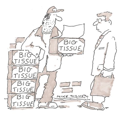 Man sells 'Big Tissues'.