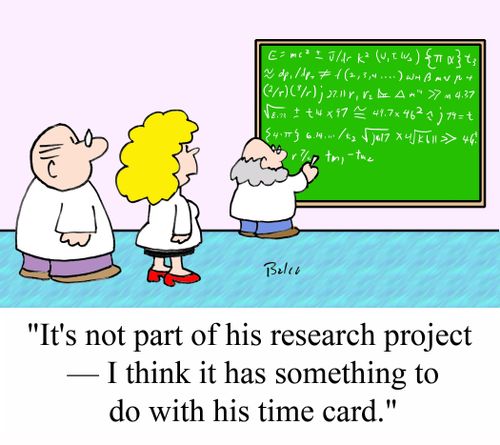 'It's not part of his research project - I think it has something to do with his time card.'