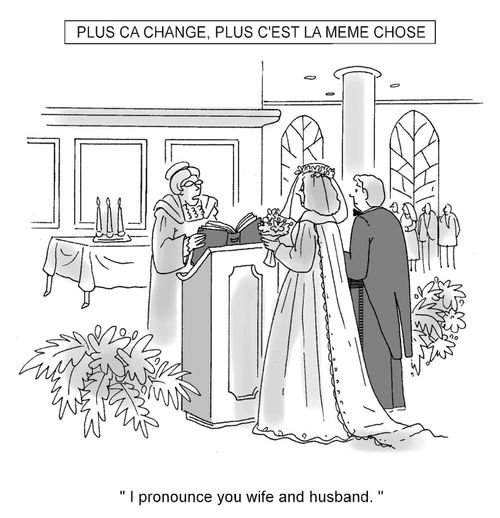 'I pronounce you wife and husband.'
