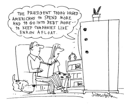 "The president today urged Americans to spend more and get into debt more..."