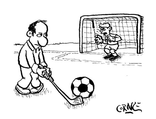 Golfer on Football Pitch