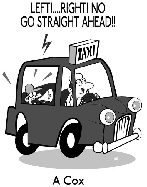A rowing cox takes a taxi cab.