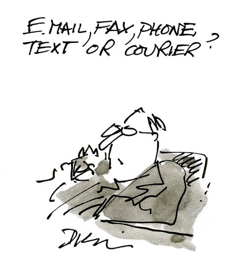 'Email, fax, phone, text or courier?'