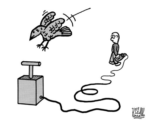 Bird landing on detonator.