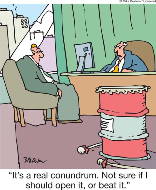 'It's a real conundrum. Not sure if I should open it, or beat it.'
