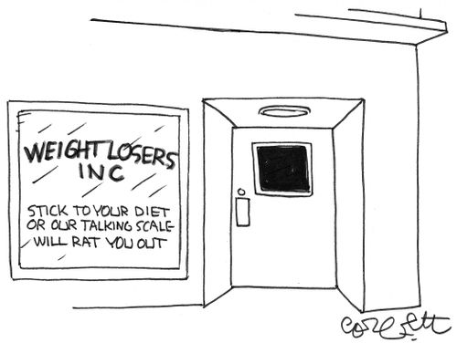 'Stick to your diet or our talking scale will rat you out!' 