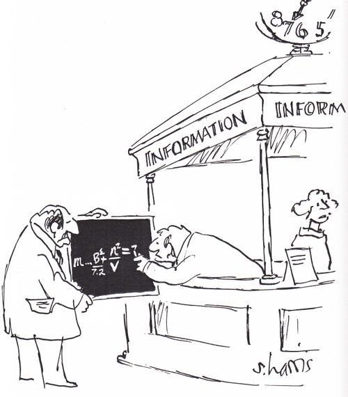 Information booth attendant solves equation