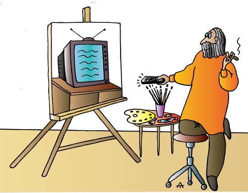 Artist Paints Television