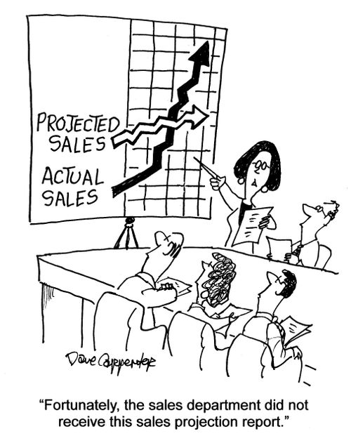 'Fortunately, the sales department did not receive this sales projection report.'