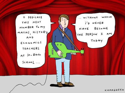 'I dedicate this next number to my maths, history and economics teachers at St-Bavo school...'