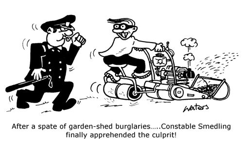 After a spate of garden-shed burglaries,,, Constable Smedling finally apprehended the culprit