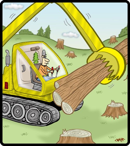 Lumberjack with a pine fresh air conditioner.