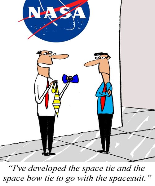 'I've developed the space tie and the space bowtie to go with the spacesuit.'