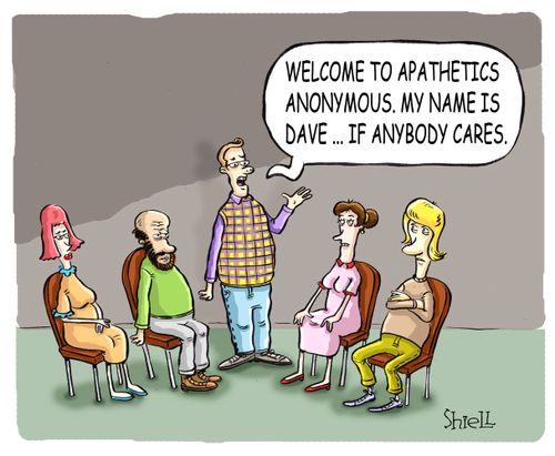 'Welcome to Apathetics Anonymous. My name is Save...if anybody cares.'