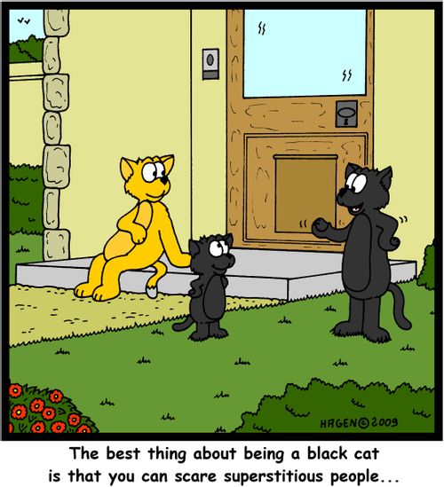 'The best thing about being a black cat is that you can scare superstitious people...'