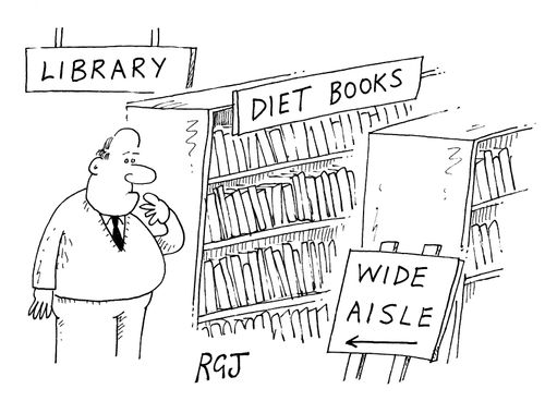 Diet books are in the wide aisle