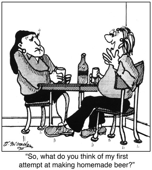 'So, what do you think of my first attempt at making homemade beer?'