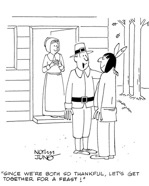 'Since we're both so thankful, let's get together for a feast!'