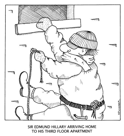 Sir Edmund Hillary Arriving Home To His Third Floor Apartment