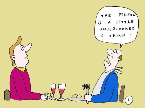 'The pigeon is a little undercooked I think!'