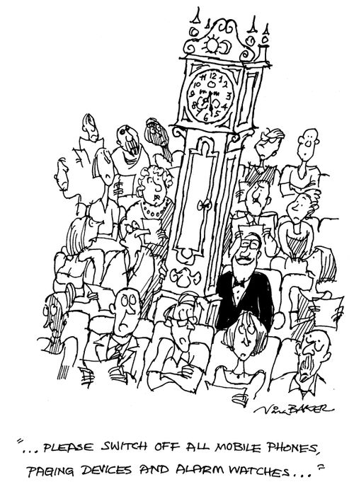 "...please switch off all mobile phones, paging devices and alarm watches..."