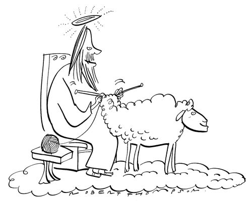 God Knitting a Sheep