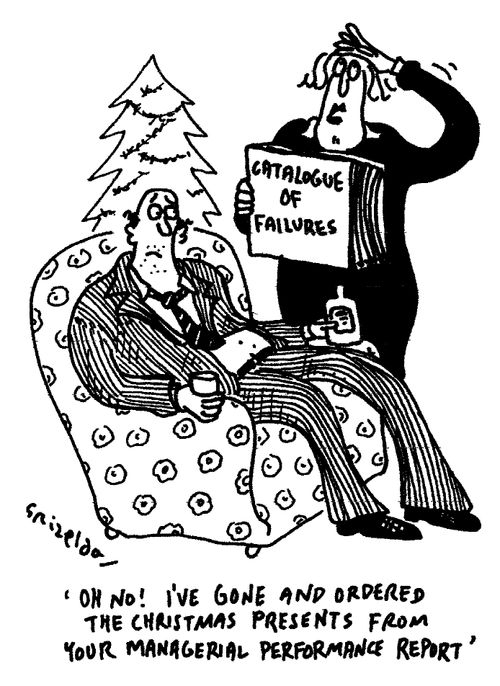 "Oh no! I 've gone and ordered the christmas presents from your managerial performance report!"