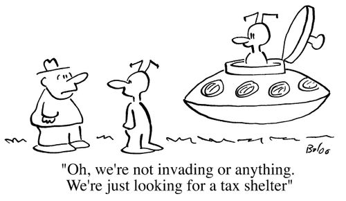"Oh, we're not invading or anything, we're just looking for a tax shelter"