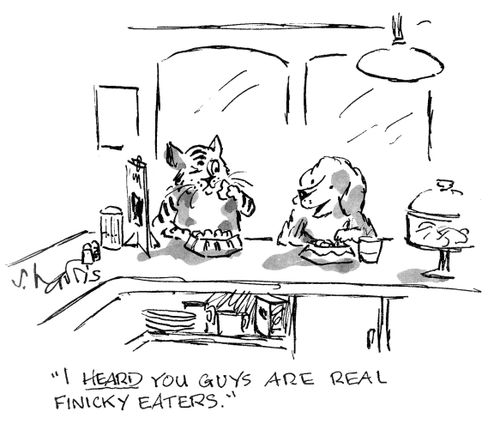 'I heard you guys are real finicky eaters.'