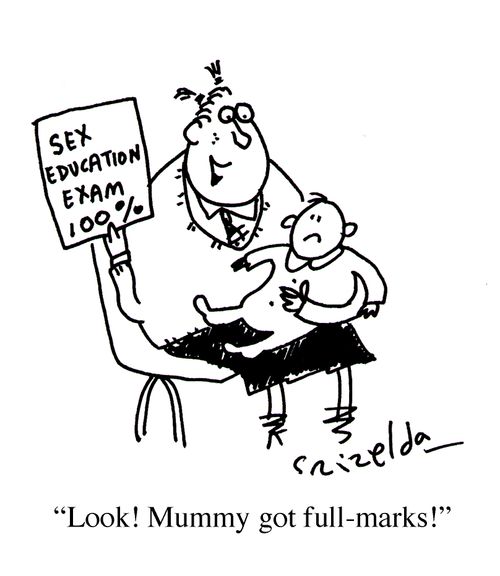 Sex education exam 100% - "Look! Mummy got full-marks!"