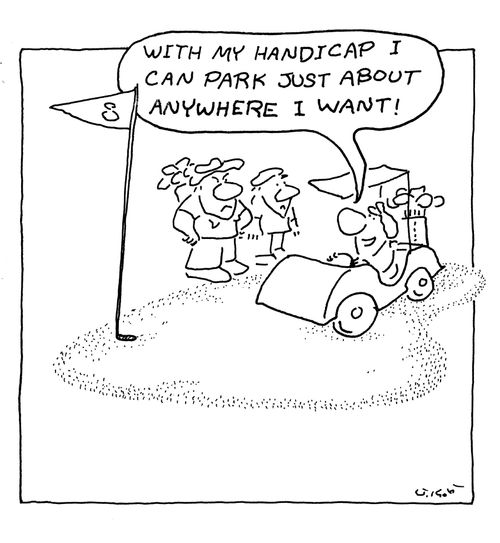 "With my handicap I can park just about anywhere I want to!"